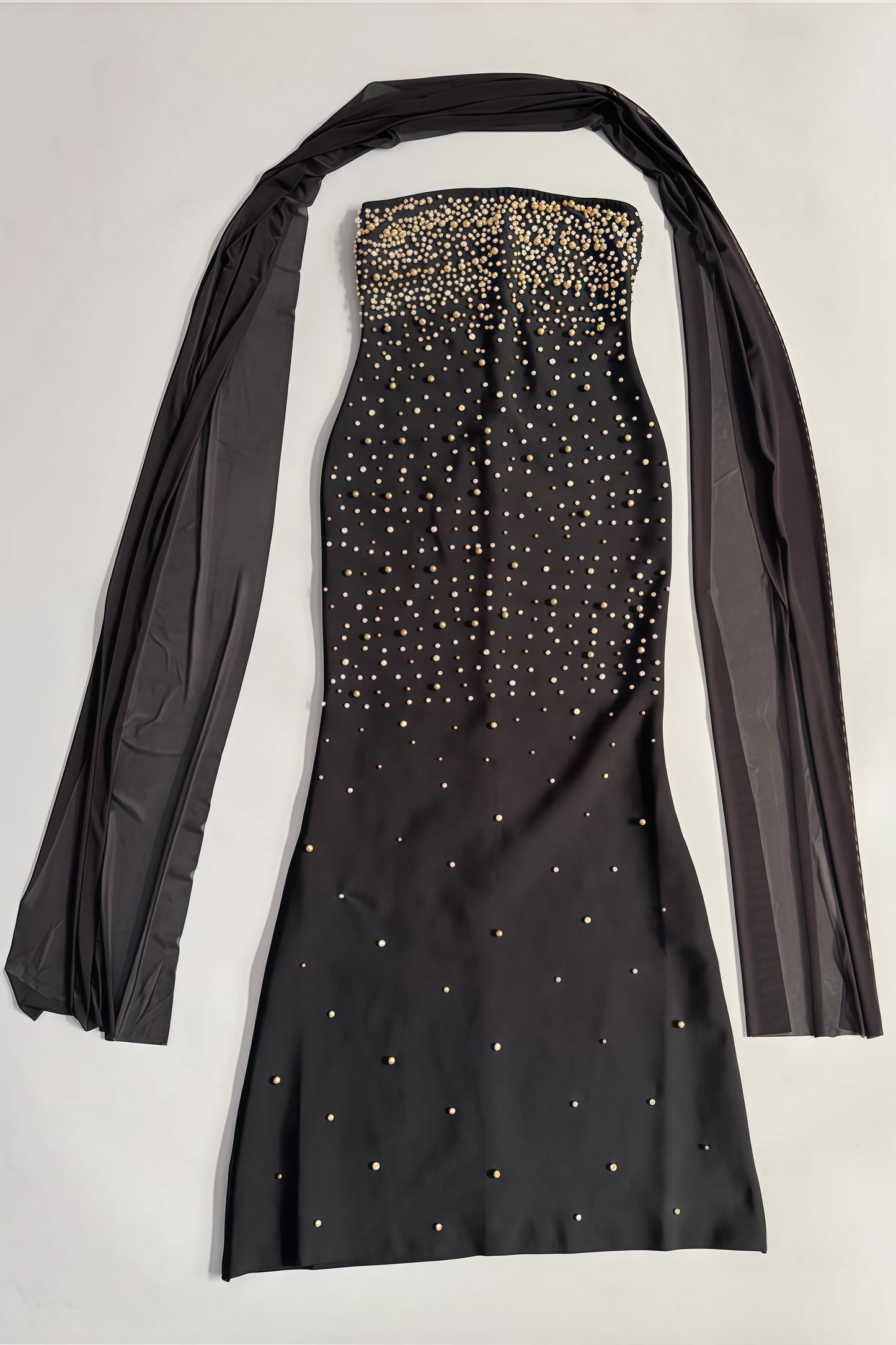 Ellis Black Beaded Diamond Maxi Dress