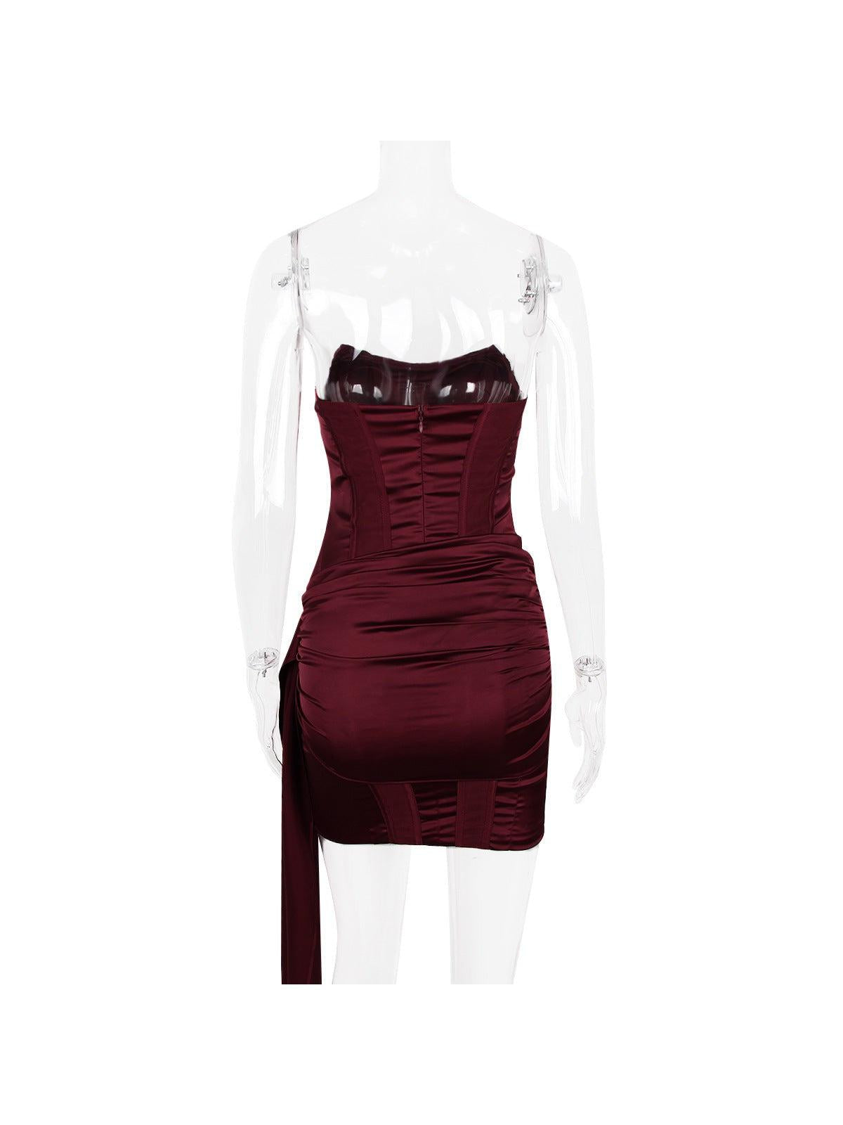 Bandeau Tube Ribbon Backless Bodycon Dress