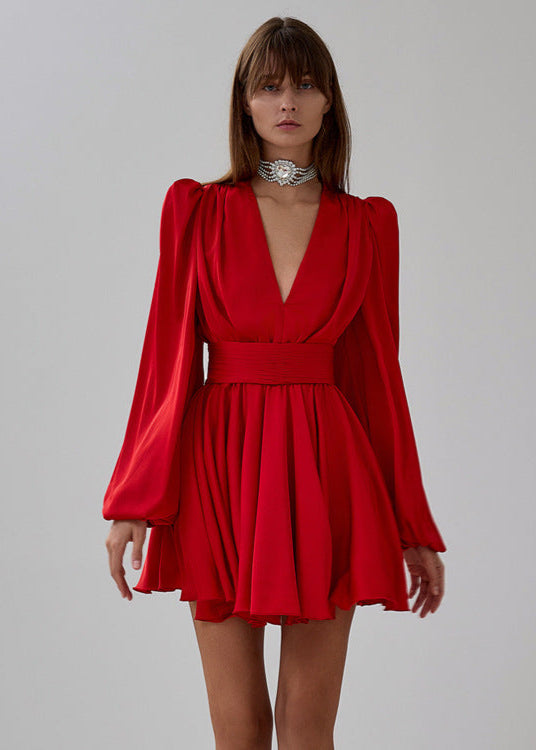 Scarlet Elegance Flare Dress