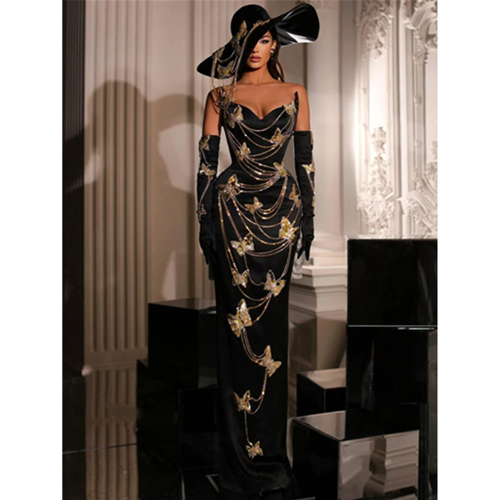 Stunning High-Waist Rhinestone Bandage Dress Prom Dress