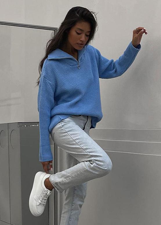 Ribbed Half-Zip Pullover
