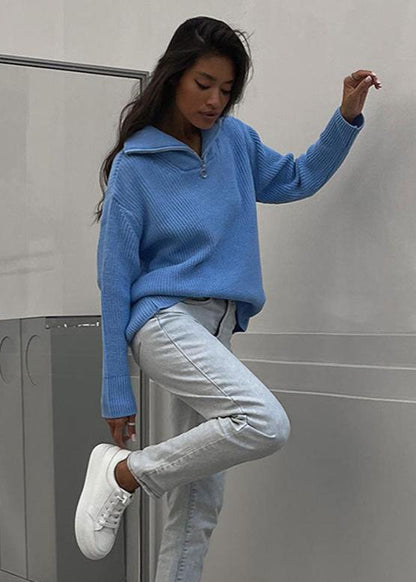 Ribbed Half-Zip Pullover