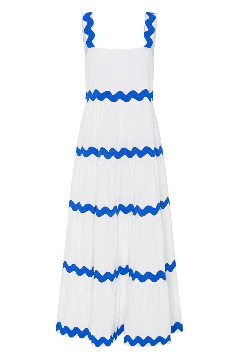 Simple Design Corrugated Tube Top Oversized Swing Suspender Dress