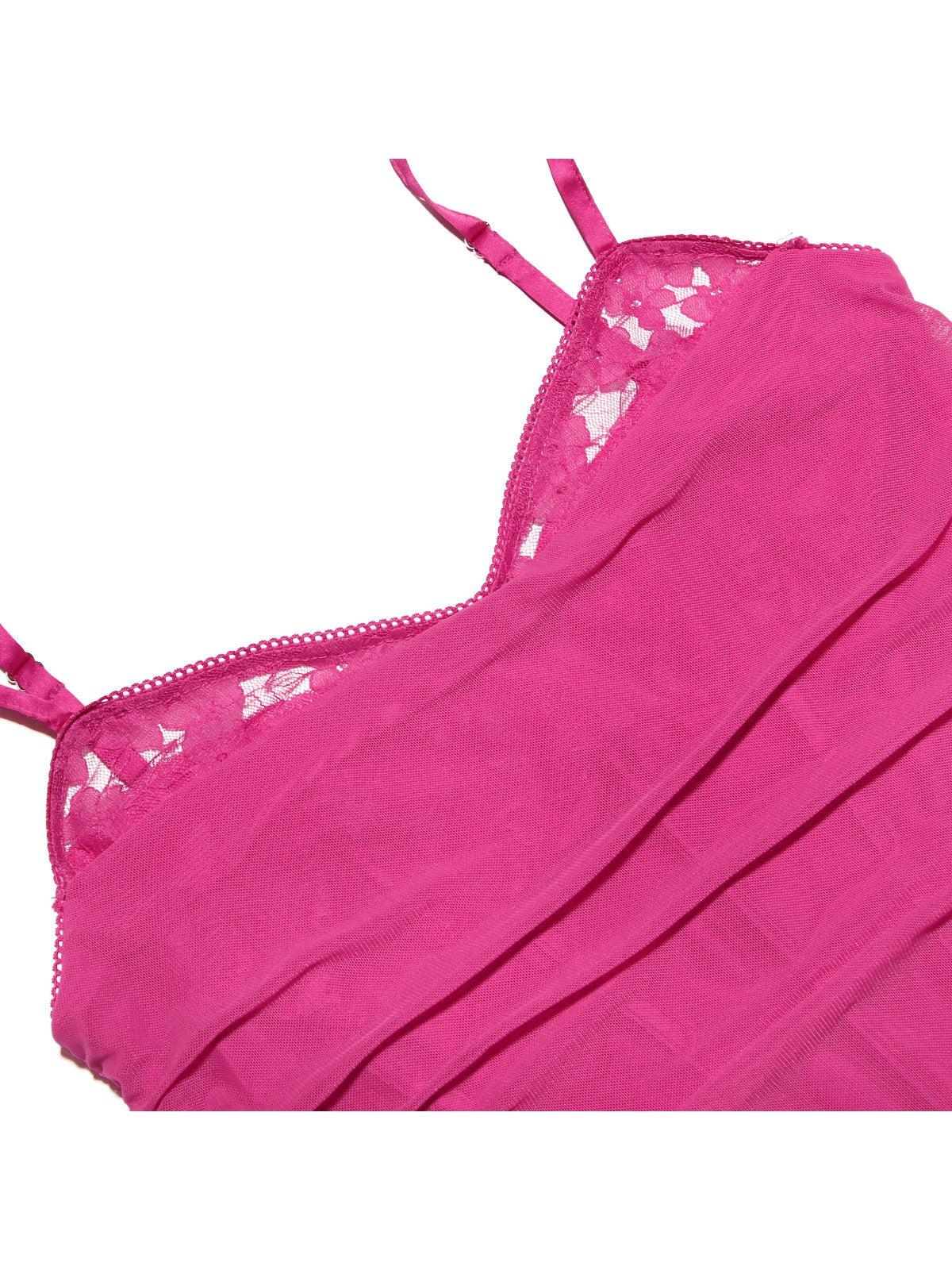 Boning Corset Mesh Lace Stitching  Split Maxi Dress