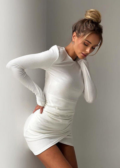Ruched Long Sleeve Bodycon Dress