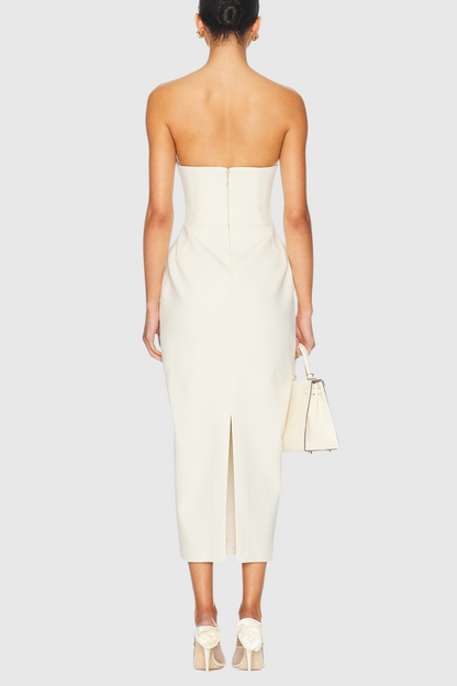 Obozh Bow Strapless Maxi Dress - White