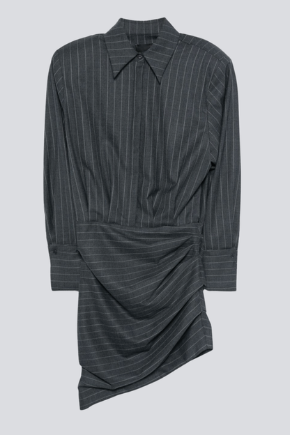 Ochre Stripe Mini Shirt Dress