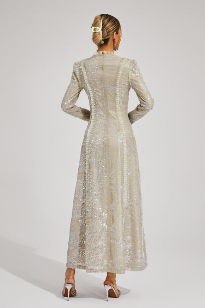 Odelette Apricot Sequin Maxi Dress