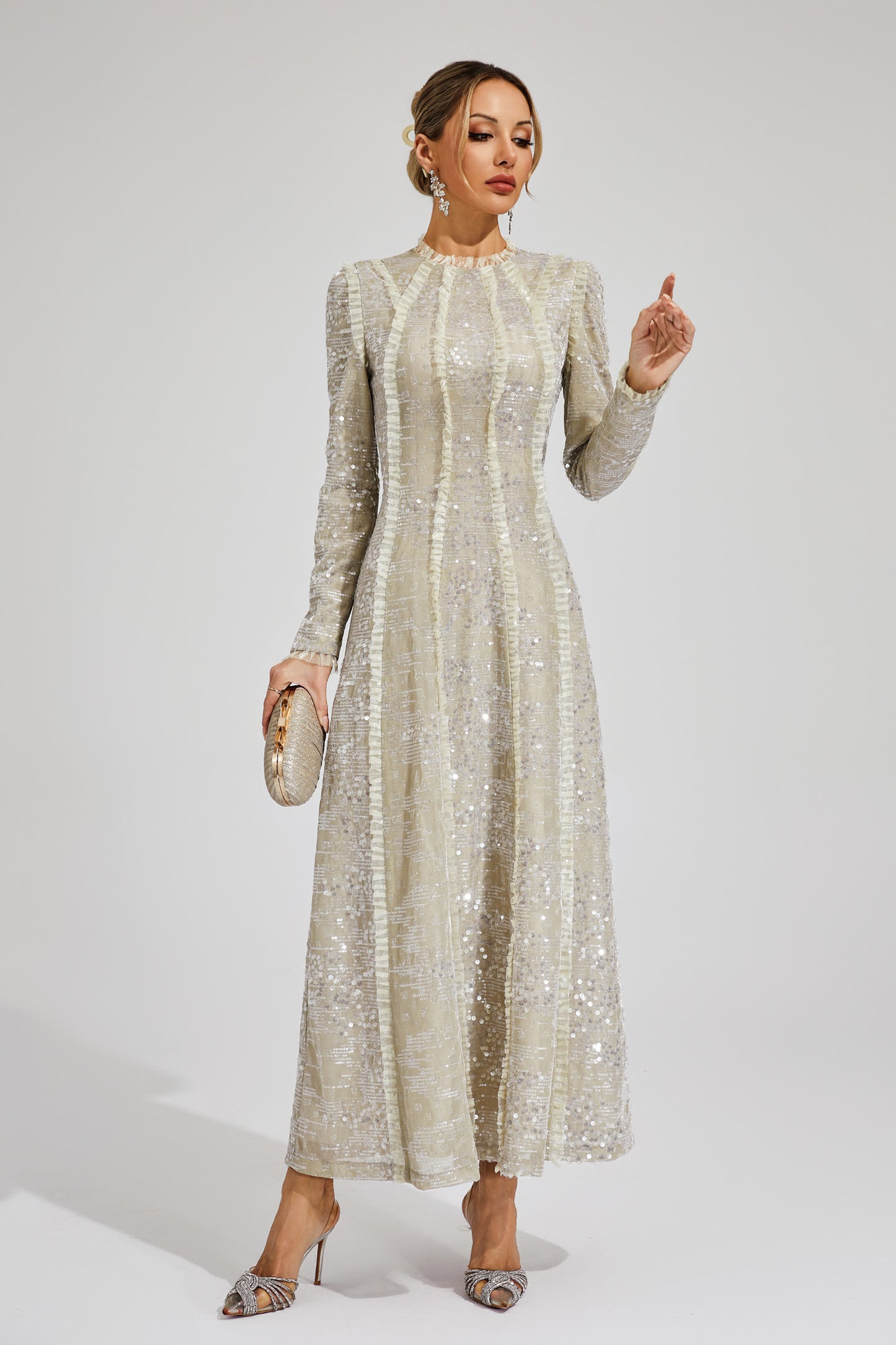 Odelette Apricot Sequin Maxi Dress