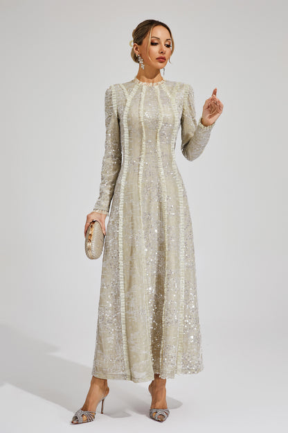 Odelette Apricot Sequin Maxi Dress