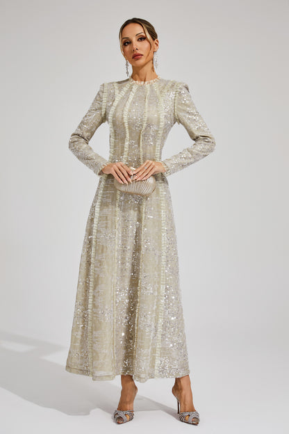 Odelette Apricot Sequin Maxi Dress