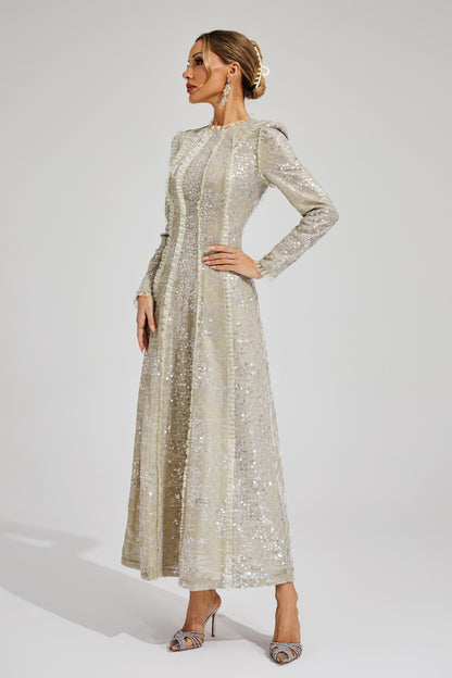 Odelette Apricot Sequin Maxi Dress