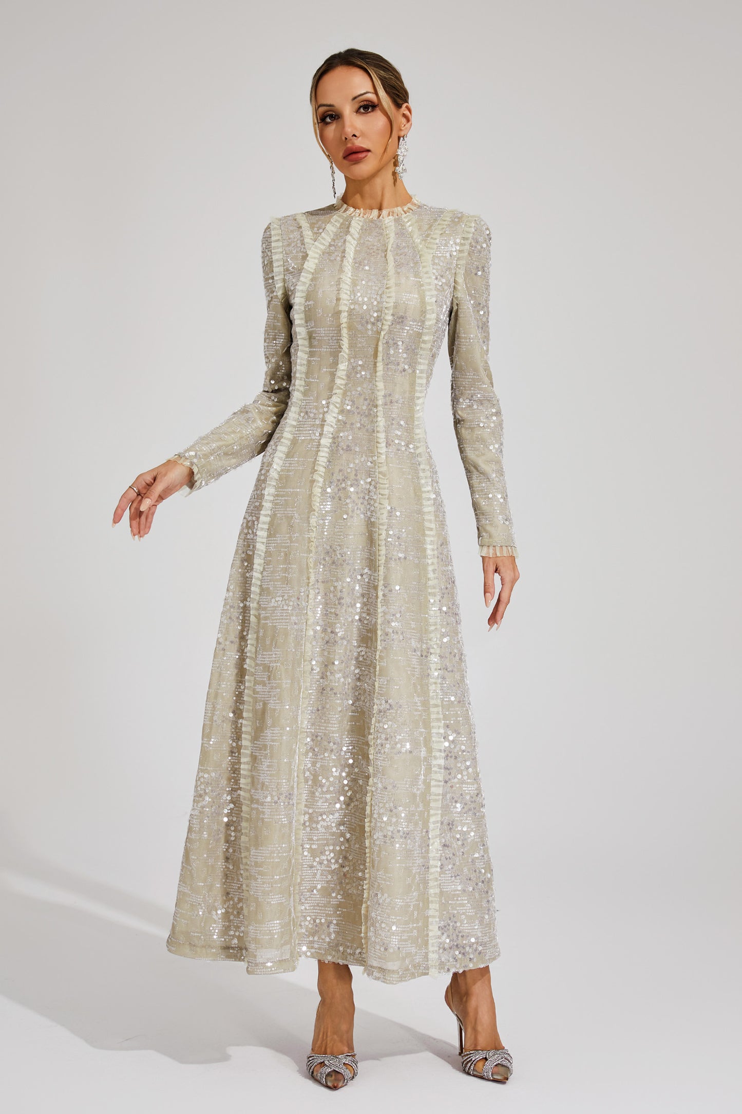 Odelette Apricot Sequin Maxi Dress