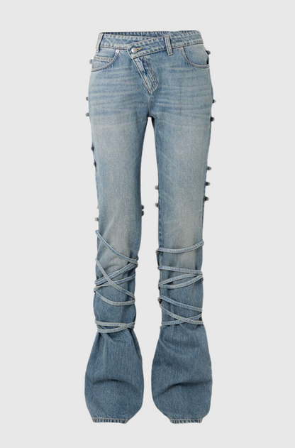Odette Asymmetric Knotted Flared jeans