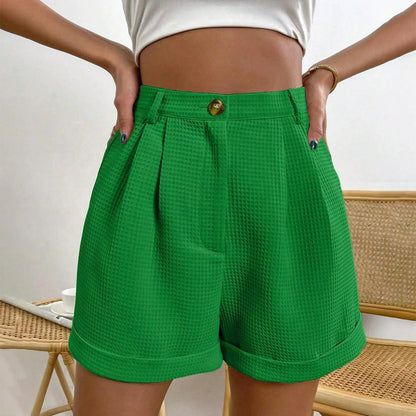 Solid High-Waist Office Lounge Short