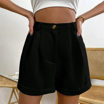 Solid High-Waist Office Lounge Short