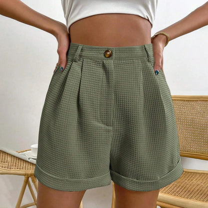 Solid High-Waist Office Lounge Short