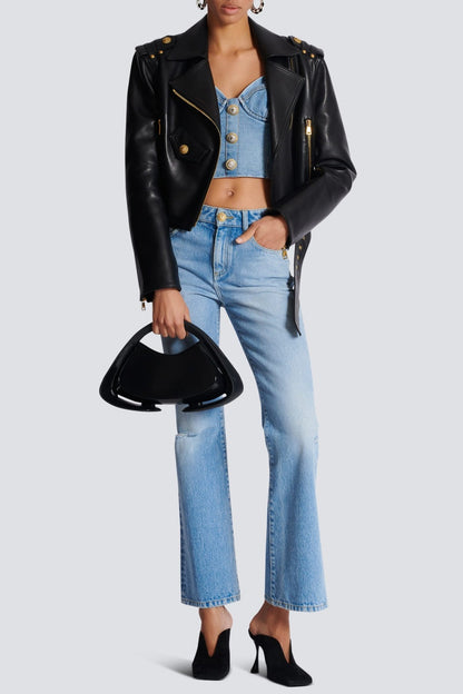 Ogana Gold Buttoned Denim Top