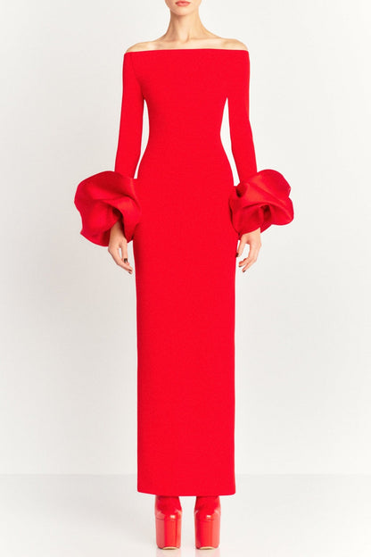 Olindan Off Shoulder Maxi Dress - Red