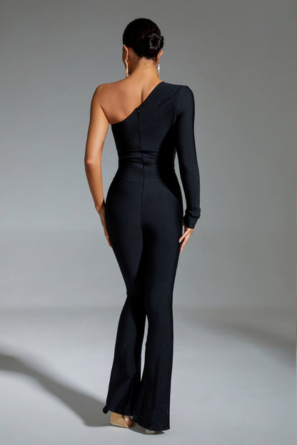 Olive Black One Shoulder Jumpsuit