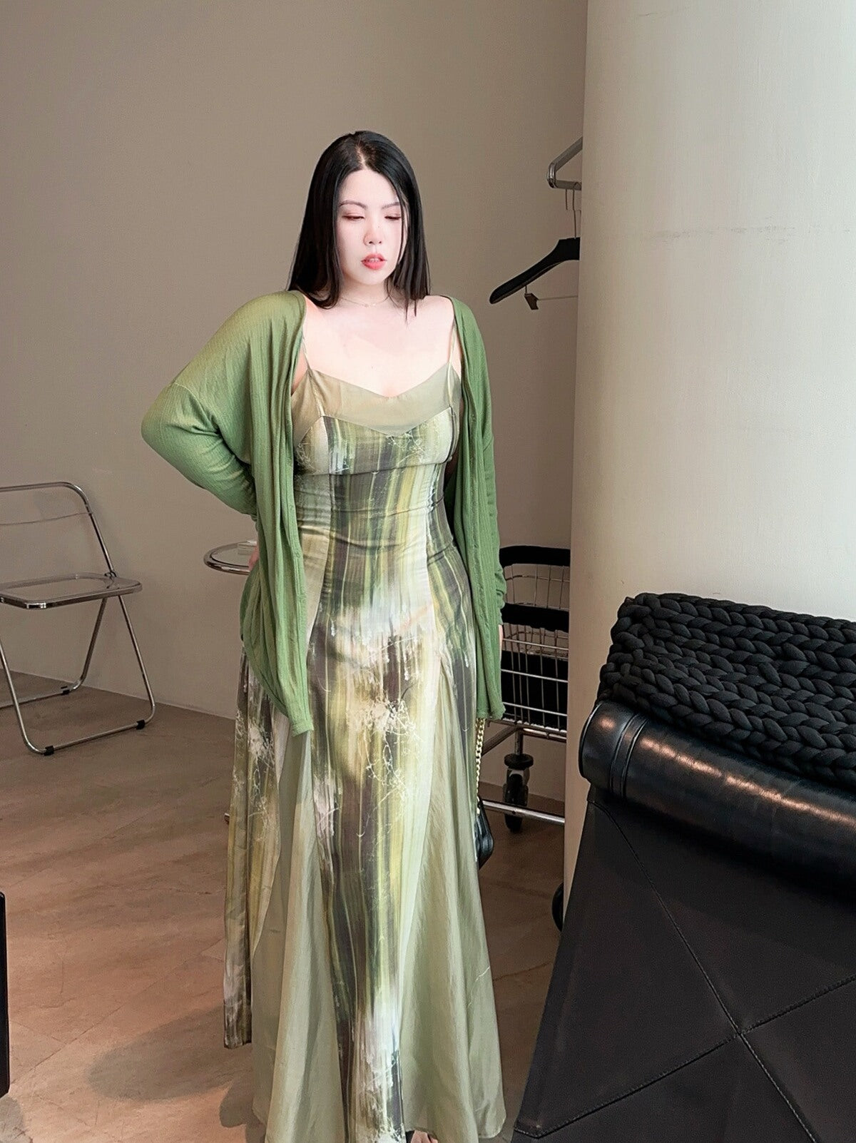 Oriental Chic Mint Green Slip Dress Plus Size