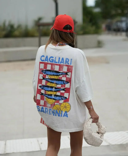 Oversized Y2K Summer Fish Graphic T-shirt