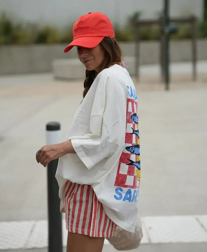 Oversized Y2K Summer Fish Graphic T-shirt