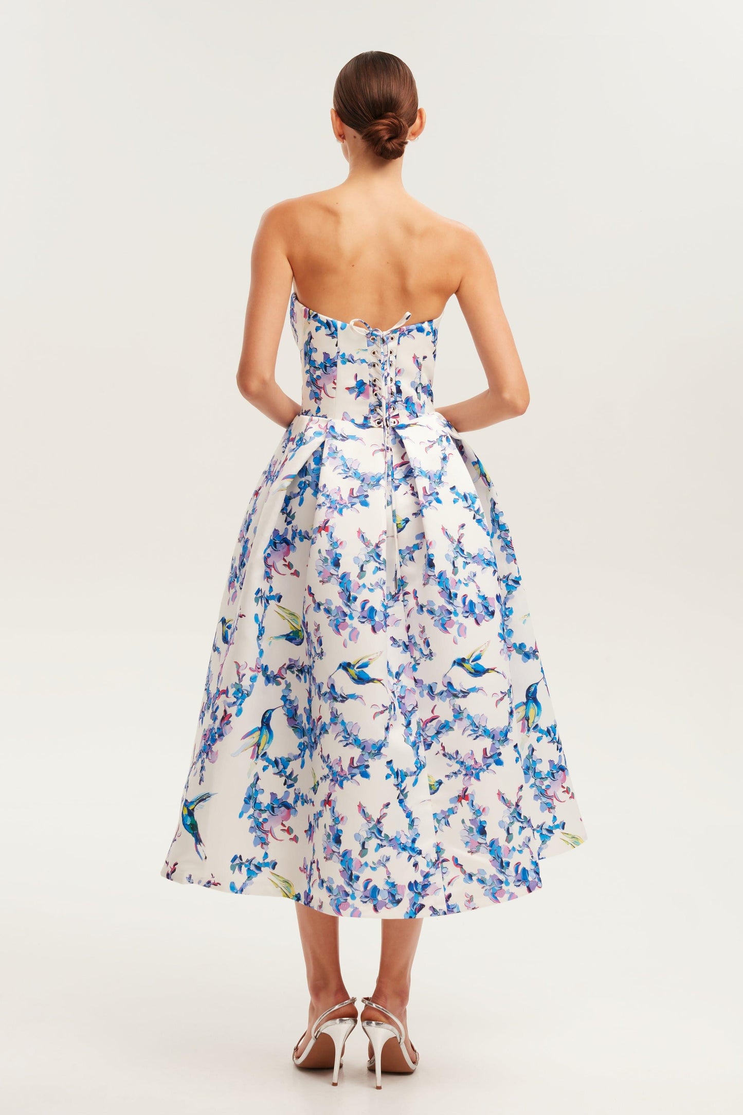 Floral Off-Shoulder Lace Up Midi Dress