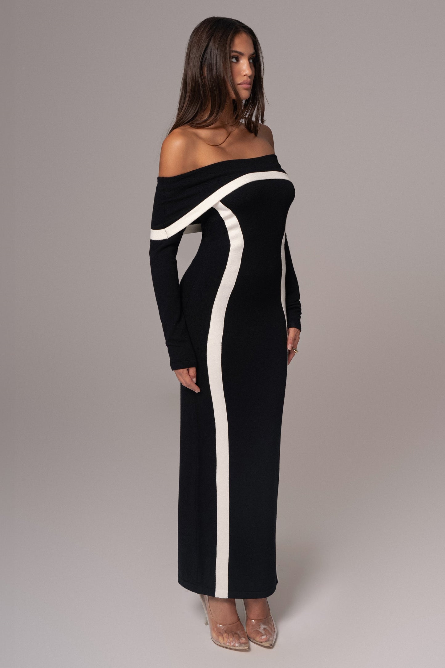 Helen Off Shoulder Contrast Maxi Dress