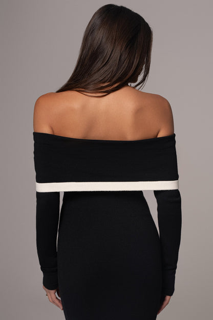 Helen Off Shoulder Contrast Maxi Dress