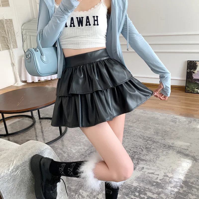 Ruffled Leather Gothic Skirt