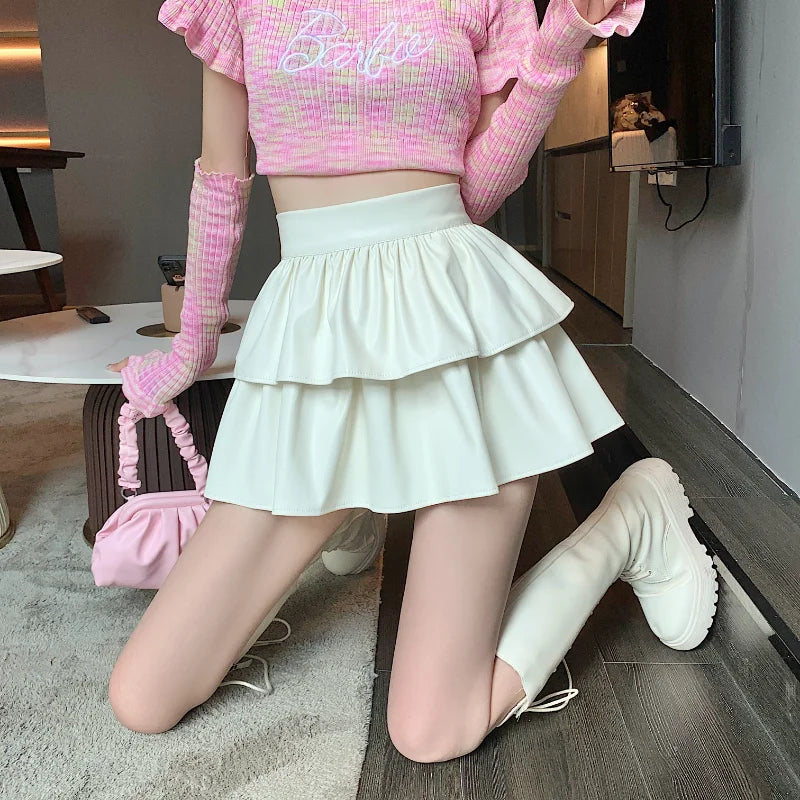 Ruffled Leather Gothic Skirt