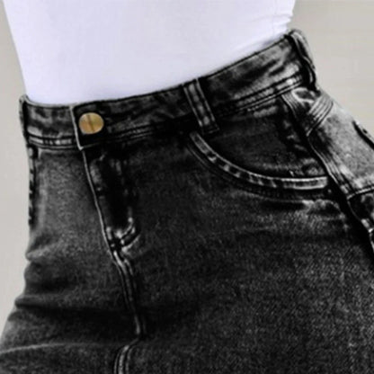 Frayed Hem Holiday Denim Skirt