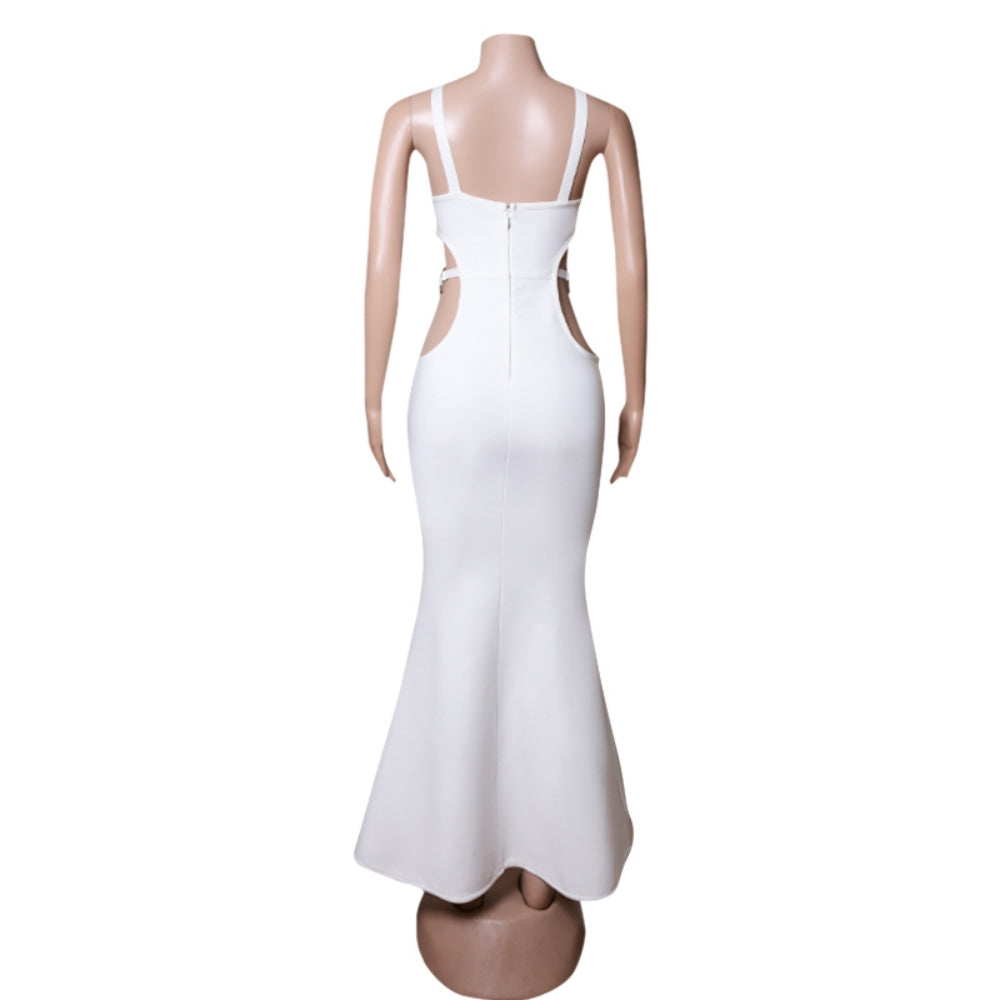One Shoulder Sleeveless Cut Out Maxi Bandage Dress PZC1571