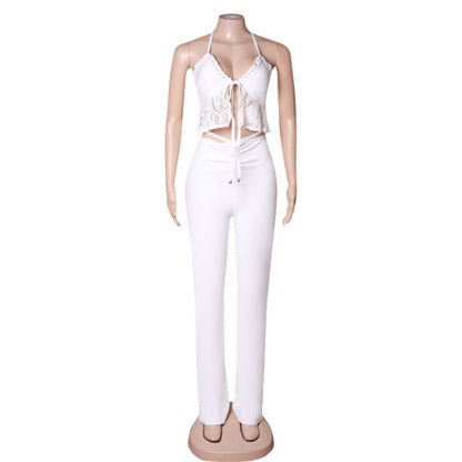 Halter Sleeveless Lace Bandage Set PZC1846