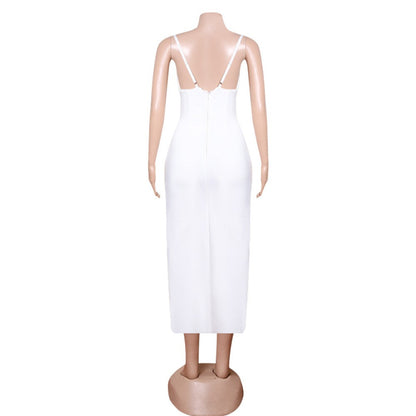 Strappy Sleeveless Midi Slit Bandage Dress PZL3011