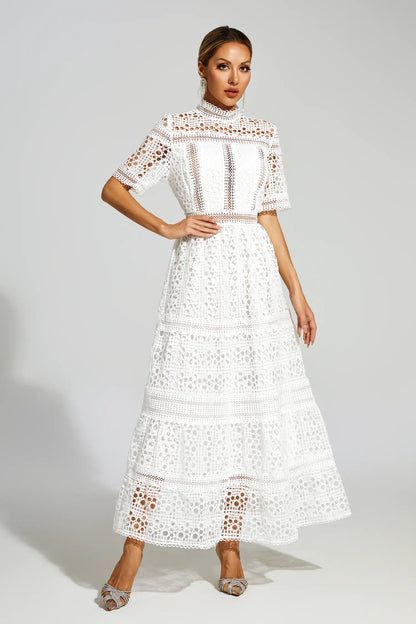 Paddy White Hollow Maxi Dress