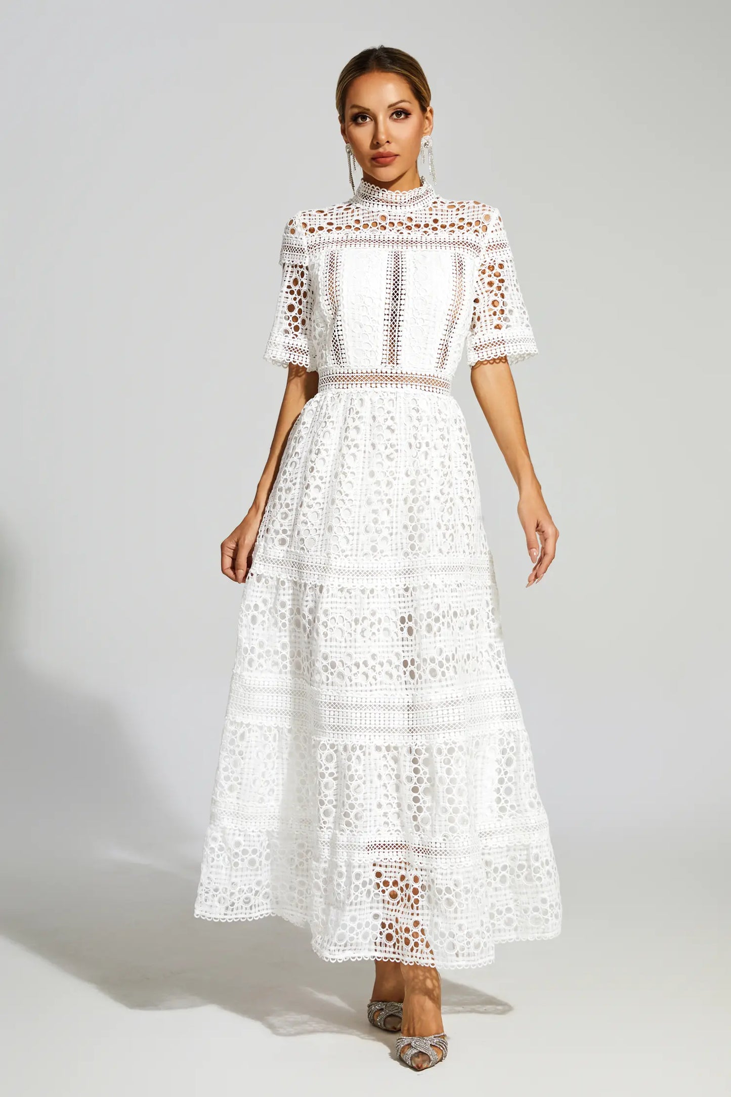 Paddy White Hollow Maxi Dress