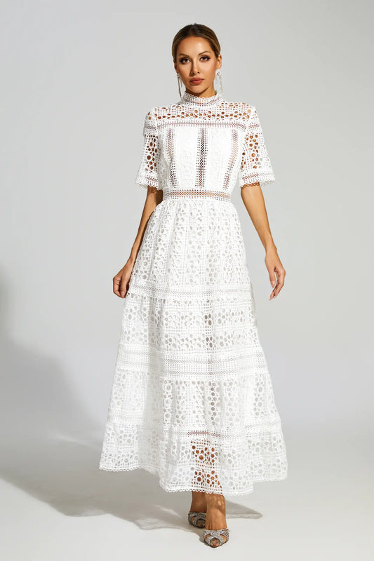 Paddy White Hollow Maxi Dress