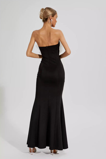 Paisleigh Black White-bow Mermaid Dress