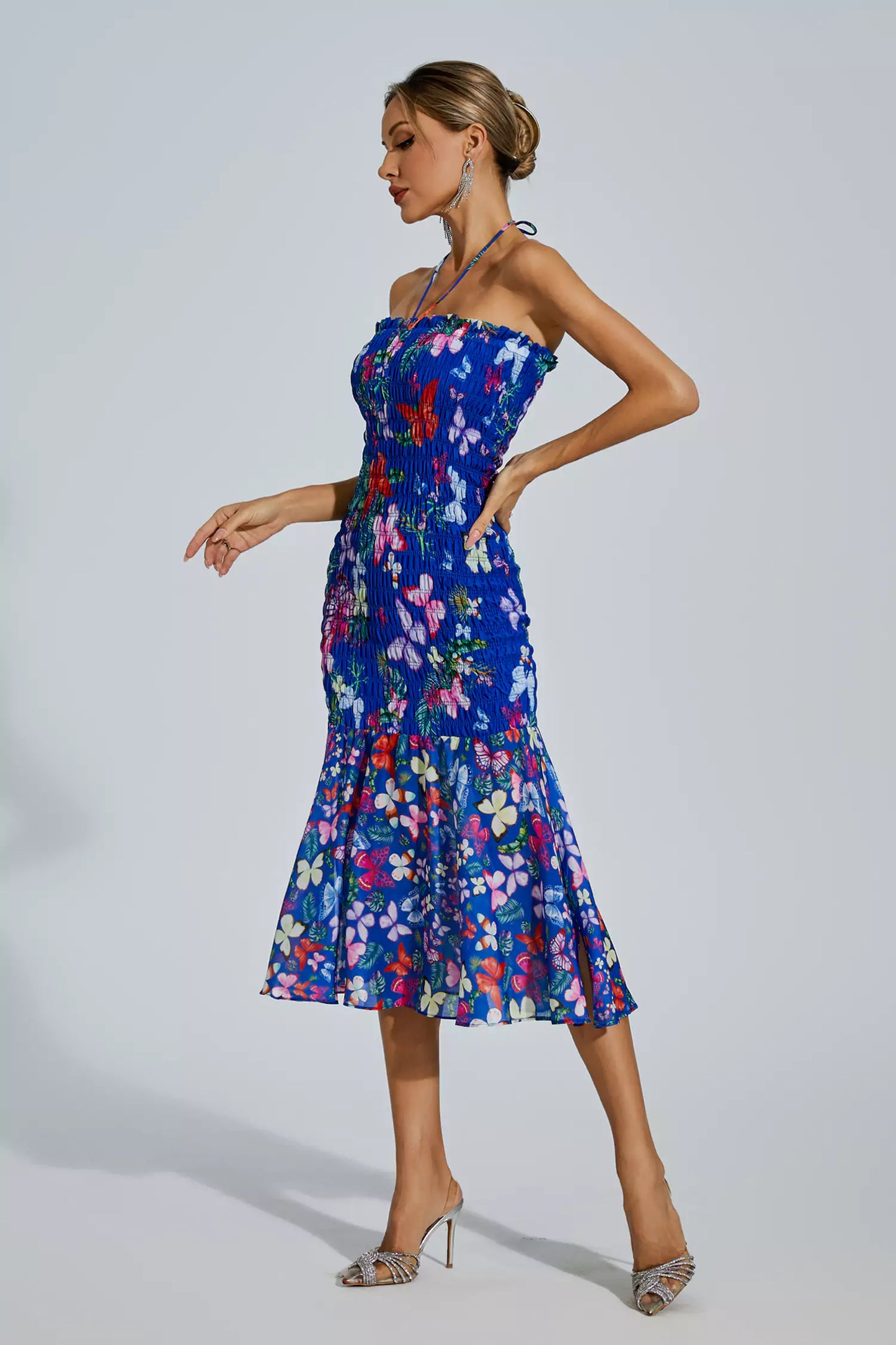 Paloma Blue Butterfly Printed Halter Dress