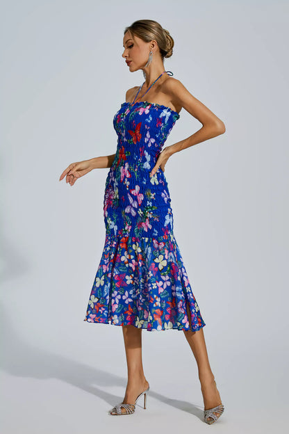 Paloma Blue Butterfly Printed Halter Dress