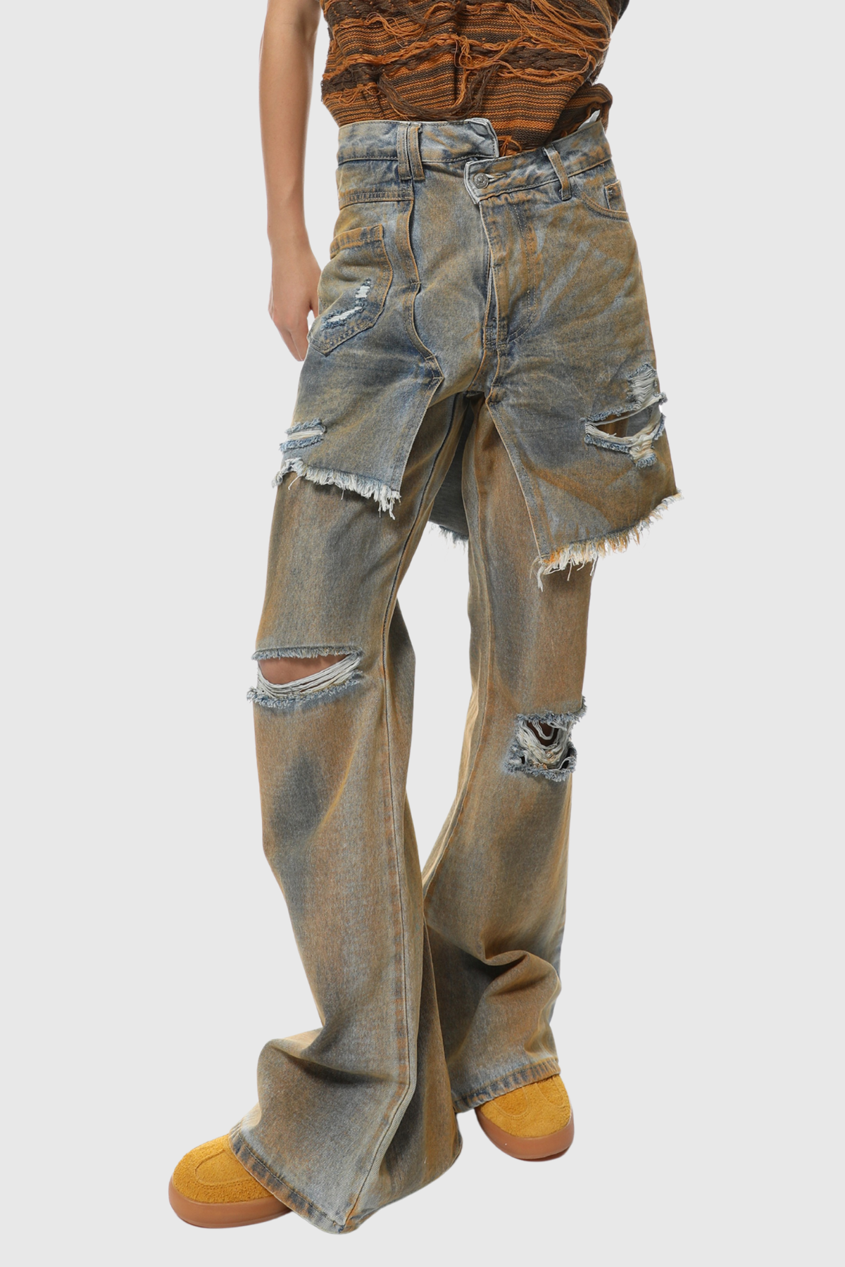 Parlene Asymmetric Distressed Jeans