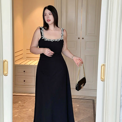Pearl Party Dress Black White · Plus-Size