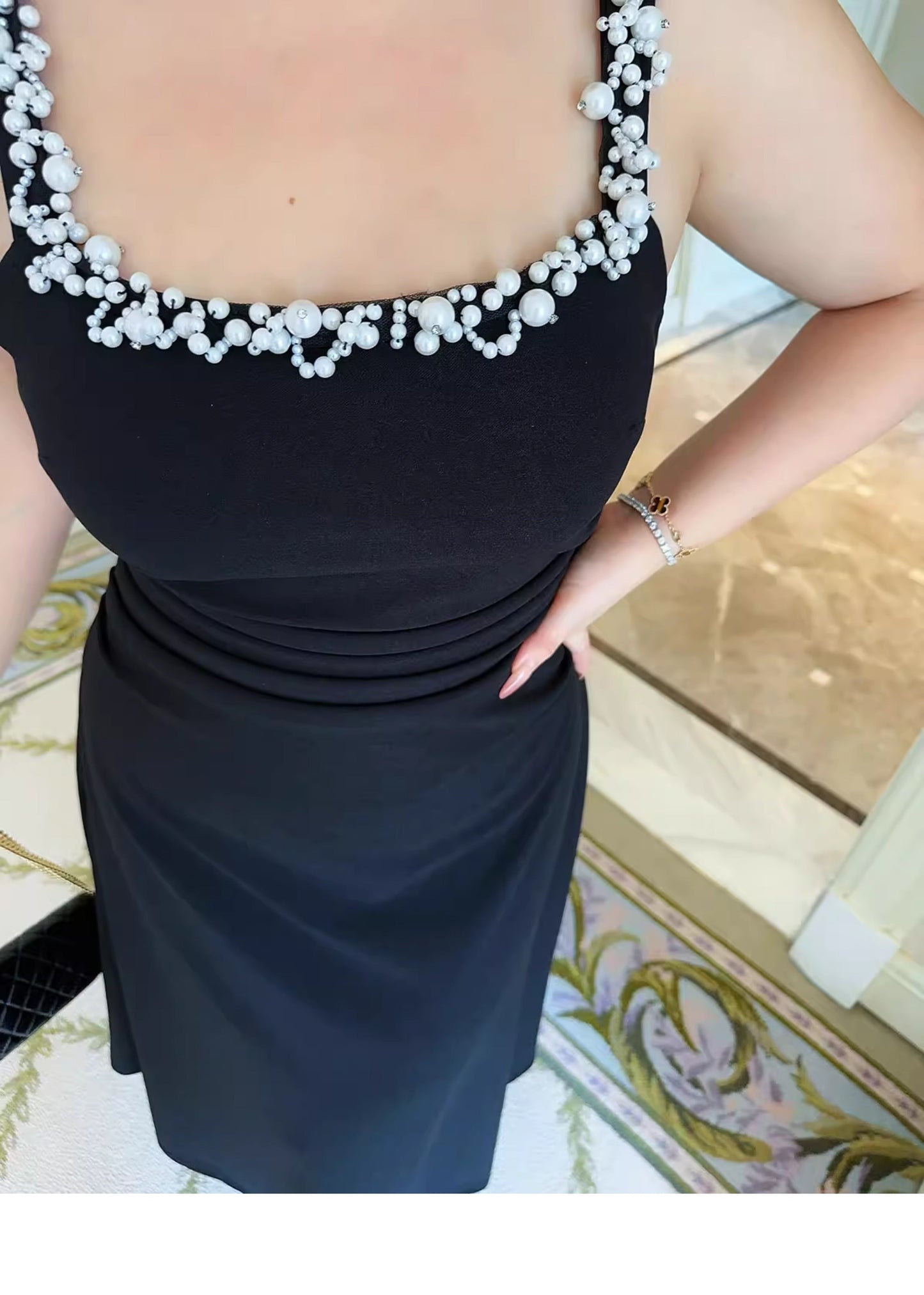 Pearl Party Dress Black White · Plus-Size