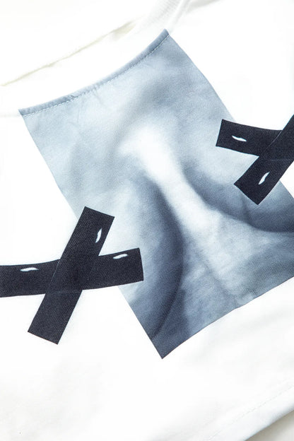 Pelze Round Neck Printed Long Sleeve Crop Top