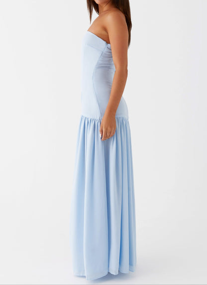 Letizia Strapless Maxi Dress - Blue