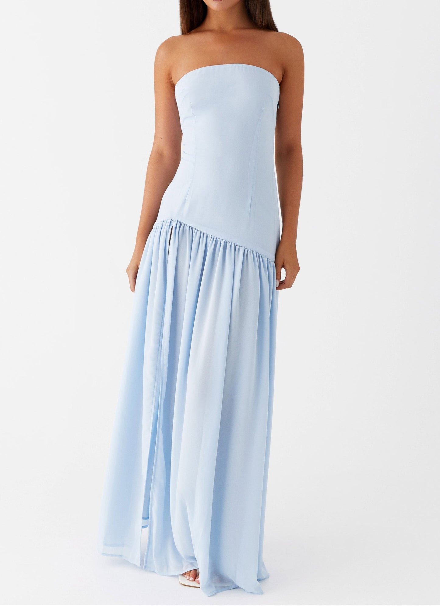 Letizia Strapless Maxi Dress - Blue