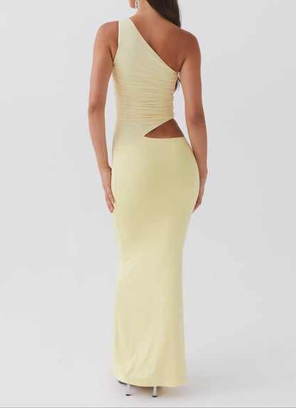 Lucrezia One Shoulder Maxi Dress - Lemon