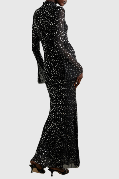 Peyton Crystal Embellished Mesh Maxi Dress